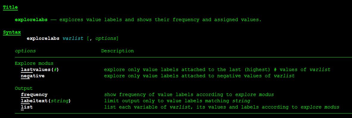 EXPLORELABS – Stata Ado zur Unterstützung in der Erschließung von Labels